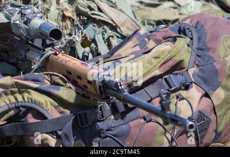 sniper and sniper rifle Stock Photo