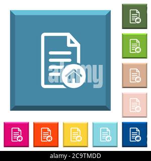 Default document white icons on edged square buttons in various trendy colors Stock Vector