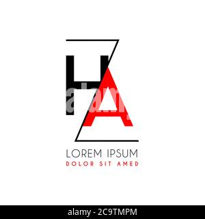 HA logo letter separated by a black zigzag line Stock Vector