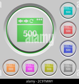 Browser 500 internal server error color icons on sunk push buttons Stock Vector