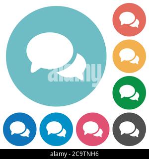 Discussion flat white icons on round color backgrounds Stock Vector