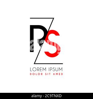 RS logo letter separated by a black zigzag line Stock Vector