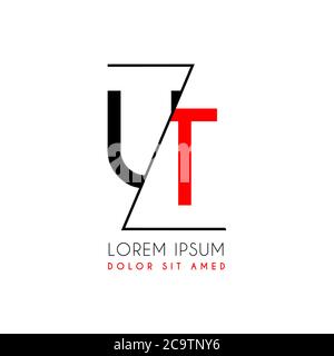 UT logo letter separated by a black zigzag line Stock Vector