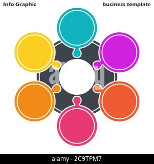 EPS 10 vector file for business info graphic template designs, team work concepts and data information with six options Stock Vector