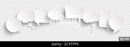 illustration of eight speech bubbles with shadow looking like stickers with transparency in vector file Stock Vector