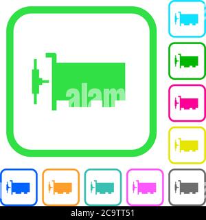 Network interface card vivid colored flat icons in curved borders on white background Stock Vector