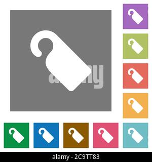 Do not disturb sign flat icons on simple color square backgrounds Stock Vector