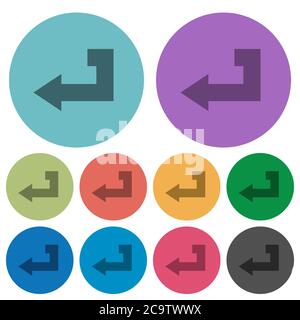 Return key darker flat icons on color round background Stock Vector