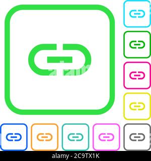 Insert link vivid colored flat icons in curved borders on white background Stock Vector