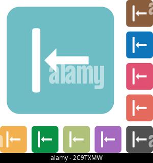 Align to left white flat icons on color rounded square backgrounds Stock Vector