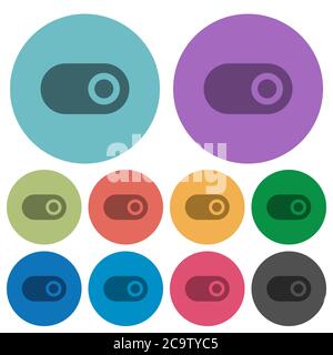 Toggle darker flat icons on color round background Stock Vector