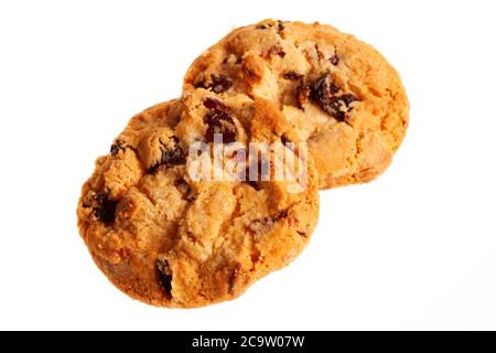 Butter biscuits with dried berries isolated on white background. Butter cookies  for Christmas and other celebrations Stock Photo