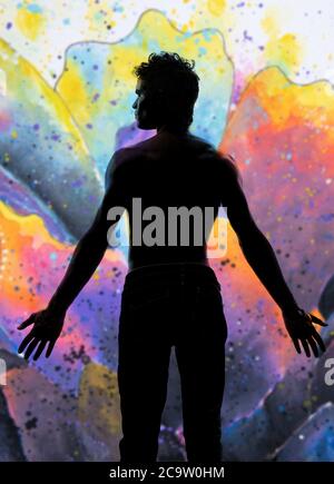 A portrait combined with a painting Stock Photo