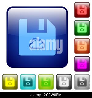 Cloud file icons in rounded square color glossy button set Stock Vector