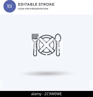 No Eating icon vector, filled flat sign, solid pictogram isolated on white, logo illustration. No Eating icon for presentation. Stock Vector
