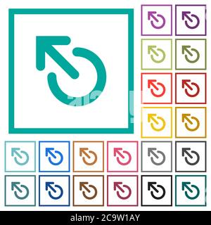 Media eject flat color icons with quadrant frames on white background Stock Vector