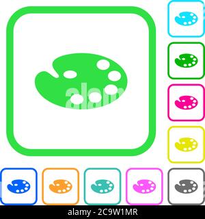 Color palette vivid colored flat icons in curved borders on white background Stock Vector