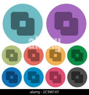 Exclude shapes darker flat icons on color round background Stock Vector