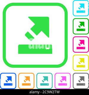 Export vivid colored flat icons in curved borders on white background Stock Vector