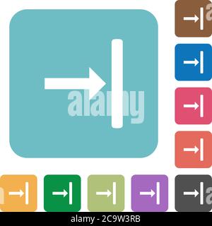Align to right white flat icons on color rounded square backgrounds Stock Vector