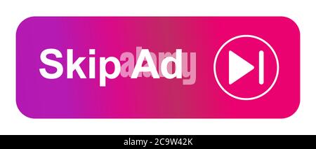 Skip ad button web icon isolated on the white background . Stock Vector