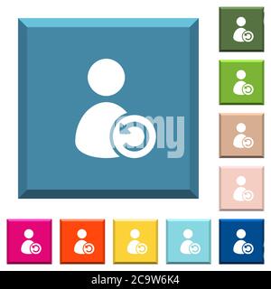 Undo user account changes white icons on edged square buttons in various trendy colors Stock Vector