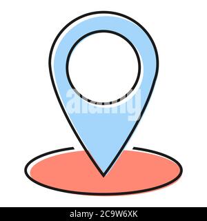 Location icon, map pointer symbol isolated on white background.  Vector web button . Stock Vector