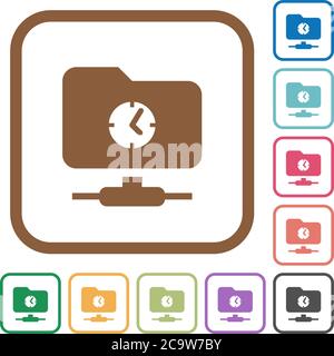 Fast FTP simple icons in color rounded square frames on white background Stock Vector