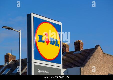 A Lidl supermarket logo sign Stock Photo