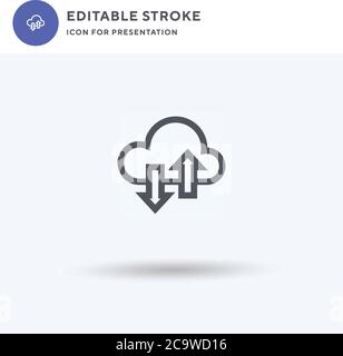 Cloud Data icon vector, filled flat sign, solid pictogram isolated on white, logo illustration. Cloud Data icon for presentation. Stock Vector