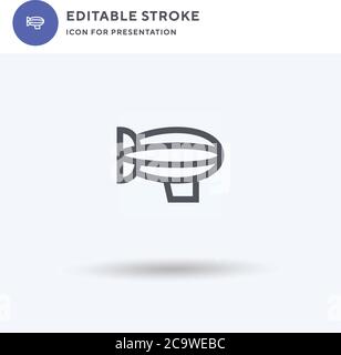 Blimp icon vector, filled flat sign, solid pictogram isolated on white, logo illustration. Blimp icon for presentation. Stock Vector
