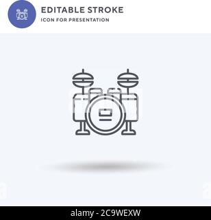 Drums icon vector, filled flat sign, solid pictogram isolated on white, logo illustration. Drums icon for presentation. Stock Vector