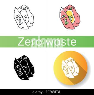 Beeswax food wrap icon. Linear black and RGB color styles. Sustainable lifestyle, zero waste. Natural food storage element. Avocado in biodegradable w Stock Vector