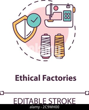 Ethical factories concept icon. Textile supplier. Zero waste manufacture. Sustainable production of material idea thin line illustration. Vector isola Stock Vector