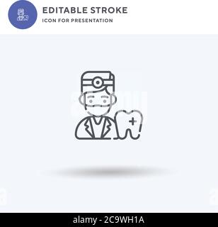 Dentist icon vector, filled flat sign, solid pictogram isolated on white, logo illustration. Dentist icon for presentation. Stock Vector
