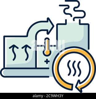 Heat recovery system icon. Linear black and RGB color styles ...