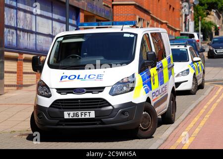 A Police van parked outside Leeds Magistrates Court,West Yorkshire,UK Stock Photo