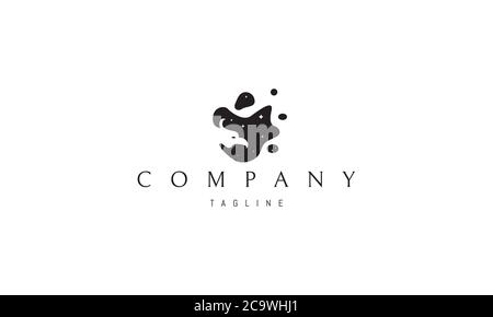Vector logo on which the abstract image of the silhouette of a phoenix in a shapeless black spot of the night. Stock Vector