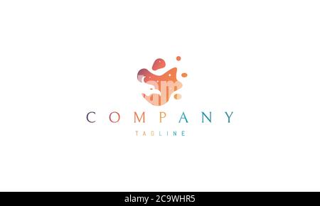Vector logo on which the abstract image of the silhouette of a phoenix in a shapeless color spot of the night. Stock Vector