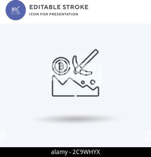 Bitcoin Mining icon vector, filled flat sign, solid pictogram isolated on white, logo illustration. Bitcoin Mining icon for presentation. Stock Vector