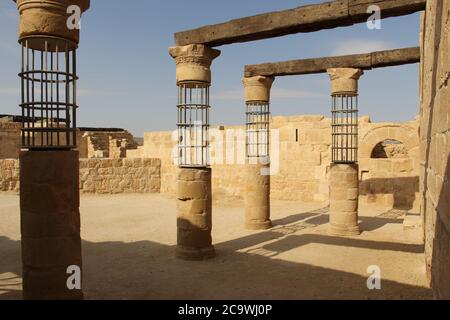 Reconditioned Columns in Mamshit Park, Negev. Israel. Stock Photo
