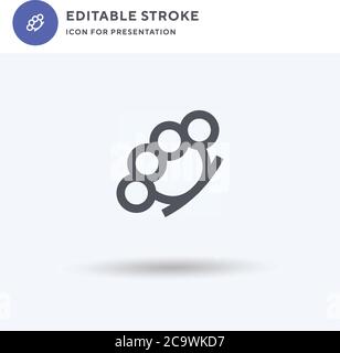 Brass Knuckles icon vector, filled flat sign, solid pictogram isolated on white, logo illustration. Brass Knuckles icon for presentation. Stock Vector
