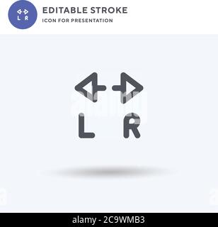 Left icon vector, filled flat sign, solid pictogram isolated on white, logo illustration. Left icon for presentation. Stock Vector
