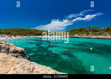 Cala Mondrago - beach in summer, Parque Natural de Mondrago. Santanyi. Malorca. Spain Stock Photo