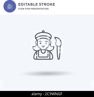 Painter icon vector, filled flat sign, solid pictogram isolated on white, logo illustration. Painter icon for presentation. Stock Vector