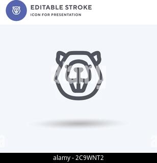 Beaver icon vector, filled flat sign, solid pictogram isolated on white, logo illustration. Beaver icon for presentation. Stock Vector