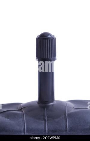 Bicycle Inner Tube Valve Close Up Cut Out. Stock Photo