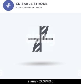 Tangent icon vector, filled flat sign, solid pictogram isolated on white, logo illustration. Tangent icon for presentation. Stock Vector