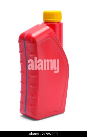 Red Motor Oil Bottle Isolated on White. Stock Photo