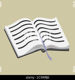 Opened handbook with a bookmark. Stock Vector